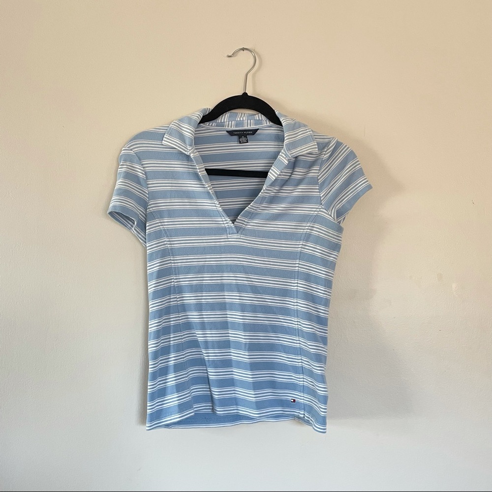 Tommy Hilfiger Blue and White Striped Top